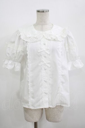 画像: Chalmiere / トーションレース丸襟半袖ブラウス M オフ白 H-25-08-26-1037-PU-BL-NS-ZH