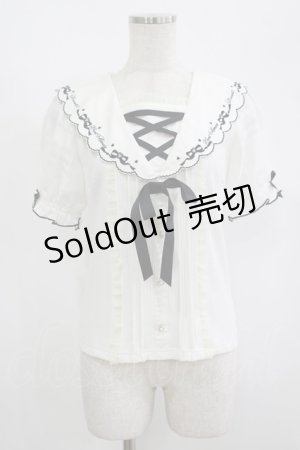 画像: LIZ LISA / レースアップセーラーリブカットブラウス Free オフ H-25-08-26-1041-LO-TO-NS-ZH