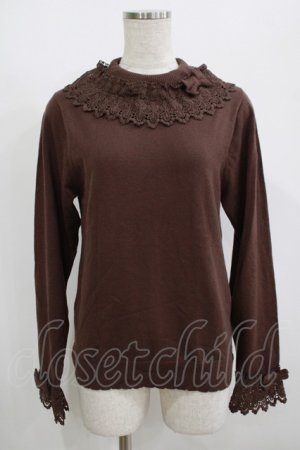 画像: axes femme kawaii / レーシーフリルニットプル M ブラウン H-25-08-26-1055-AX-TO-NS-ZH