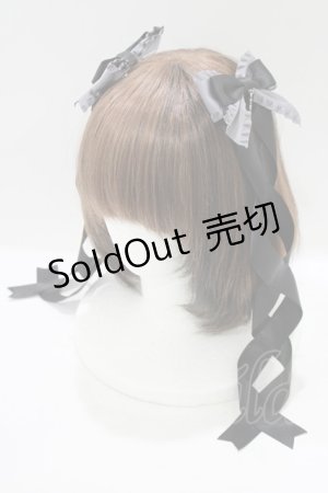 画像: LOTUS ribbon / ツインリボンバレッタ  グレー/ブラック H-25-08-26-1069-EL-AC-NS-ZH