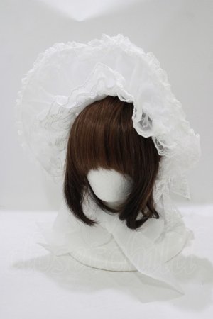 画像: Angelic Pretty / フリルシースルーボンネット  オフ白 H-25-08-26-1077-AP-AC-NS-ZH