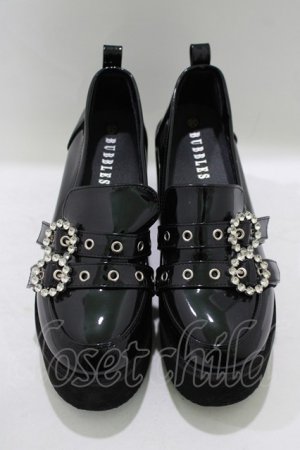 画像: Bubbles / ダブルベルトローファー 38（23.5cm〜24.0cm） ブラックエナメル H-25-08-26-1082-CA-SH-NS-ZH