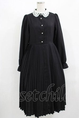 画像: m petit by misako / レース襟プリーツワンピース M ブラック H-25-08-26-1009-LO-OP-NS-ZH