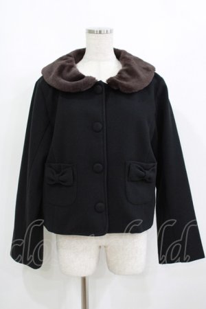 画像: m petit by misako / ファー襟ショートコート L ブラック H-25-08-26-1026-LO-CO-NS-ZH
