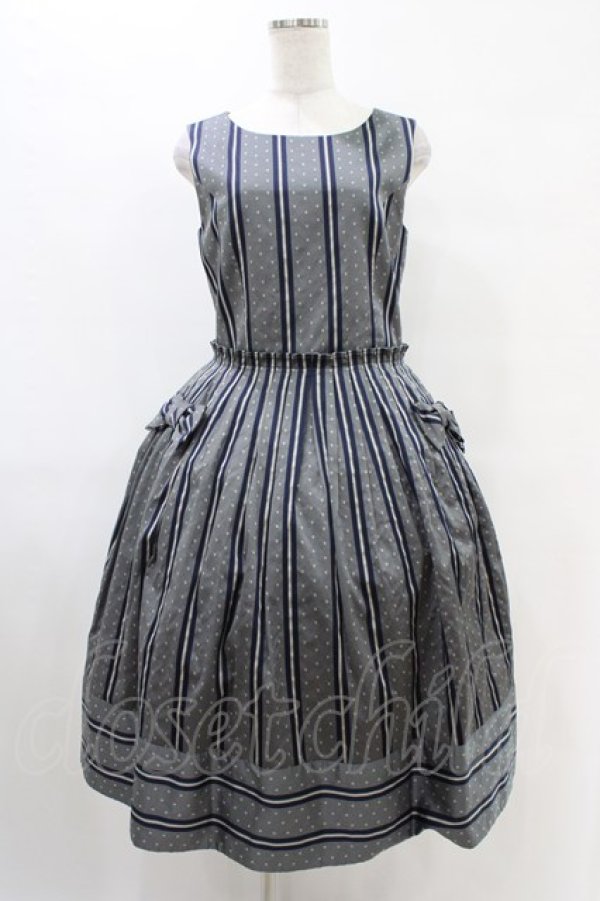 画像1: Jane Marple / Regimental stripeドミトリードレス  グレー H-25-08-27-047-JM-OP-KB-ZH (1)