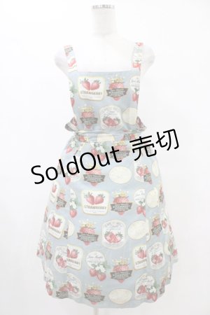 画像: Jane Marple / ストロベリーラベルのエプロンドレス  ブルーグレイ H-25-08-27-053-JM-OP-KB-ZH