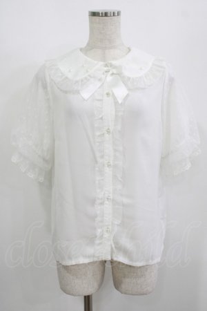 画像: axes femme kawaii / ドットチュール半袖ブラウス M オフ白 H-25-08-27-1038-AX-BL-NS-ZH