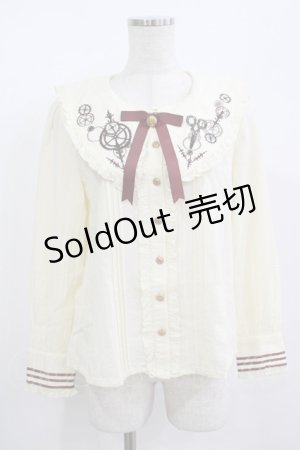 画像: Amavel / big衿歯車刺繍ブラウス Free 生成り/ボルドー H-25-08-27-1043-CA-BL-NS-ZH