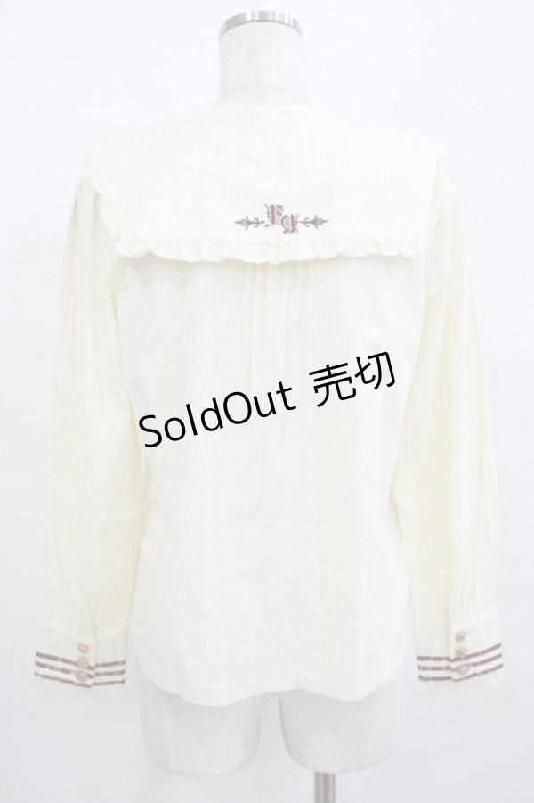 画像3: Amavel / big衿歯車刺繍ブラウス Free 生成り/ボルドー H-25-08-27-1043-CA-BL-NS-ZH (3)