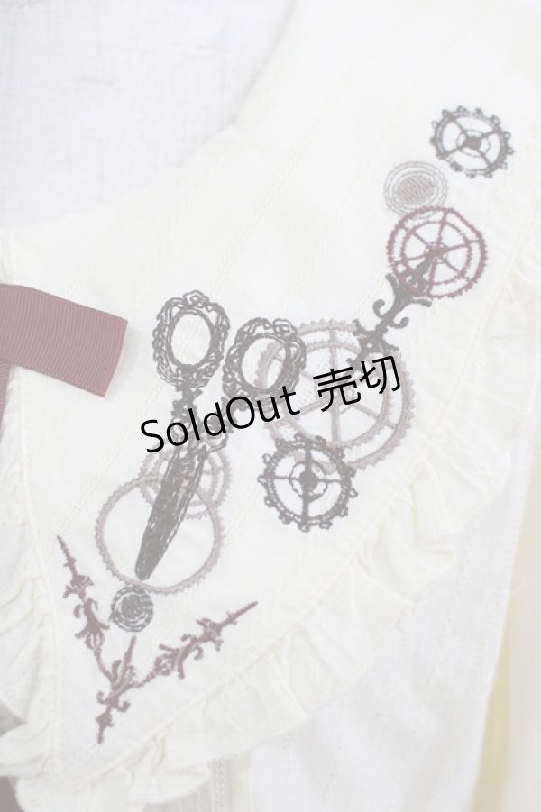 画像4: Amavel / big衿歯車刺繍ブラウス Free 生成り/ボルドー H-25-08-27-1043-CA-BL-NS-ZH (4)
