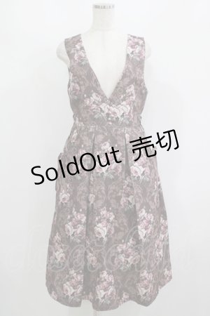 画像: axes femme / クラシックローズ柄ジャンスカ Free ブラウン H-25-08-27-1016-AX-OP-NS-ZH