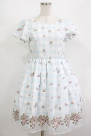 画像: mille fille closet by LODISPOTTO / フェアリーフラワーギンガムワンピース M サックス H-25-08-27-1017-LO-OP-NS-ZH