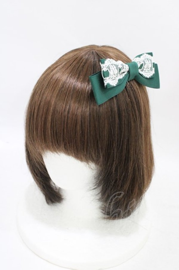 画像1: Moi-meme-Moitie / 燭台レースリボンコーム  グリーン H-25-08-27-018-MO-AC-KB-ZH (1)