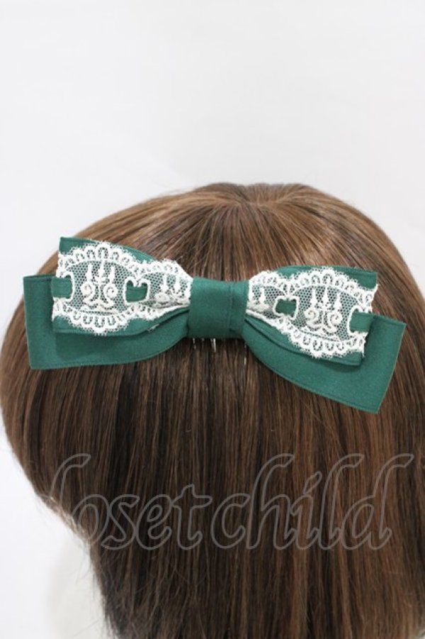 画像2: Moi-meme-Moitie / 燭台レースリボンコーム  グリーン H-25-08-27-018-MO-AC-KB-ZH (2)