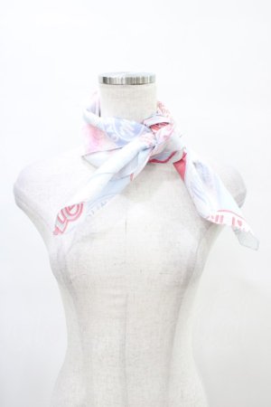 画像: MILK / Patch girlスカーフ  サックスベース×ビビットピンク H-25-08-27-026-ML-ZA-KB-ZH