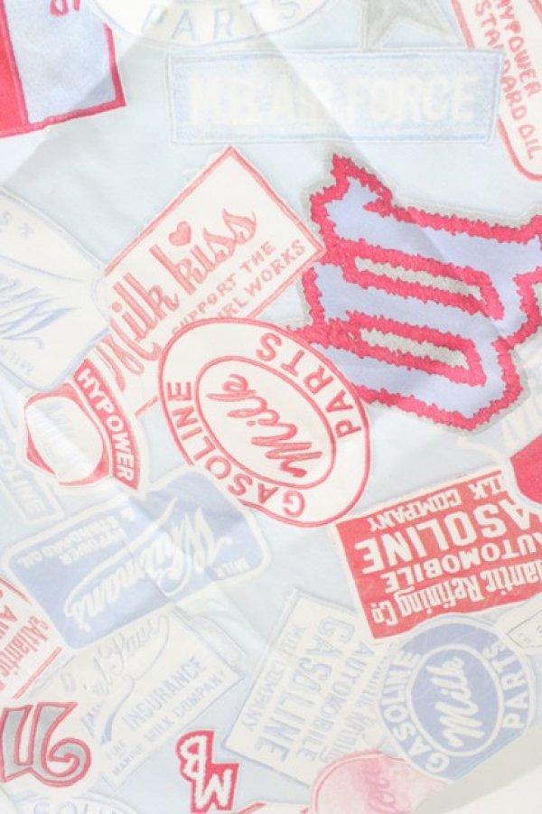 画像2: MILK / Patch girlスカーフ  サックスベース×ビビットピンク H-25-08-27-026-ML-ZA-KB-ZH (2)
