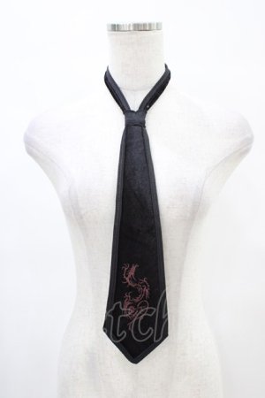 画像: Ozz Croce / ベロア刺繍ネクタイ  黒 H-25-08-27-027-OO-ZA-KB-ZH