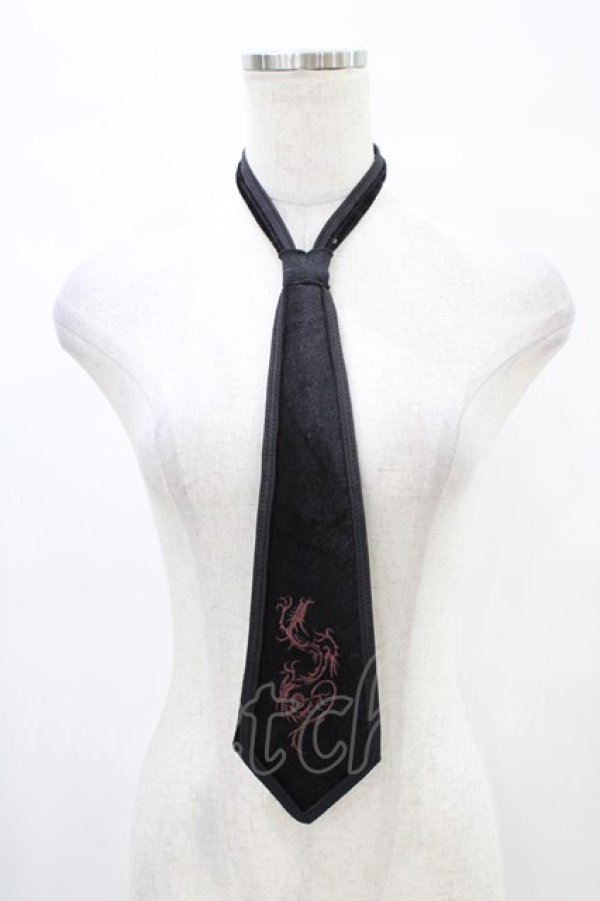 画像1: Ozz Croce / ベロア刺繍ネクタイ  黒 H-25-08-27-027-OO-ZA-KB-ZH (1)