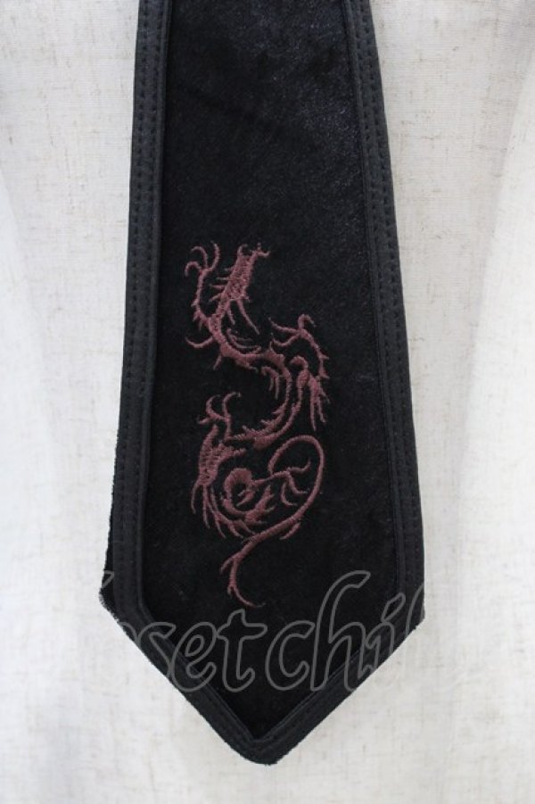 画像2: Ozz Croce / ベロア刺繍ネクタイ  黒 H-25-08-27-027-OO-ZA-KB-ZH (2)