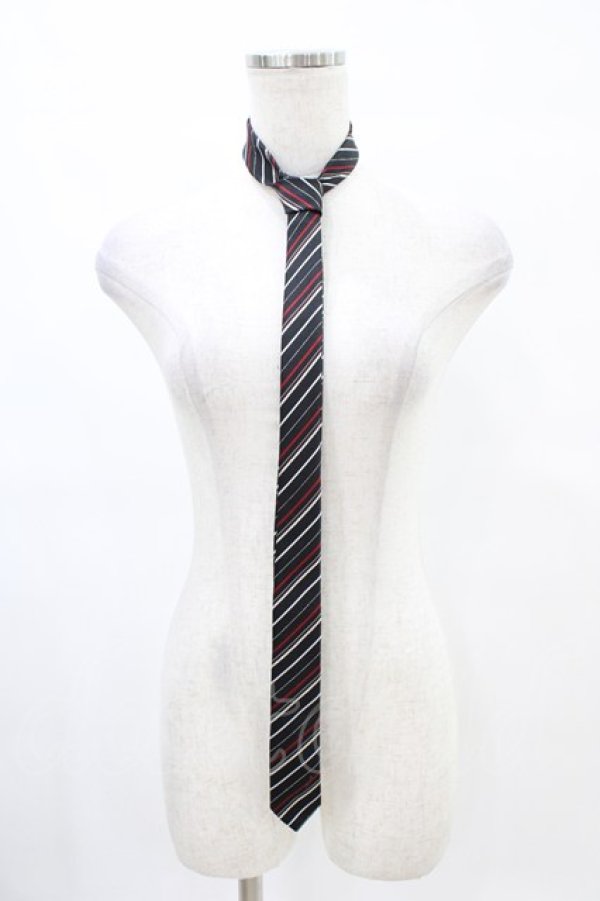 画像1: PEACE NOW / レジメンタルストライプネクタイ  ブラック/レッド H-25-08-27-028-PU-ZA-NS-ZH (1)