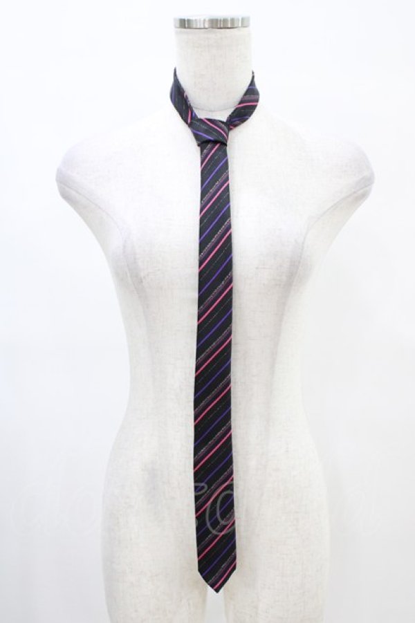 画像1: PEACE NOW / レジメンタルストライプネクタイ  ブラック/ピンク H-25-08-27-029-PU-ZA-NS-ZH (1)