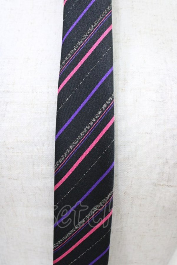 画像2: PEACE NOW / レジメンタルストライプネクタイ  ブラック/ピンク H-25-08-27-029-PU-ZA-NS-ZH (2)
