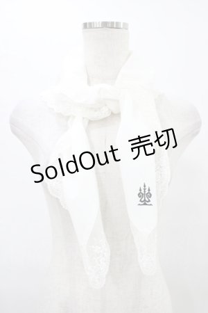 画像: Moi-meme-Moitie / タイニーローズレース燭台刺繍スカーフ  白×黒刺繍 H-25-08-28-004-MO-ZA-KB-ZH
