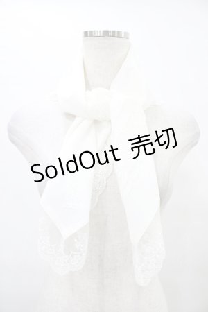 画像: Moi-meme-Moitie / タイニーローズレース燭台刺繍スカーフ  白×白刺繍 H-25-08-28-005-MO-ZA-KB-ZH