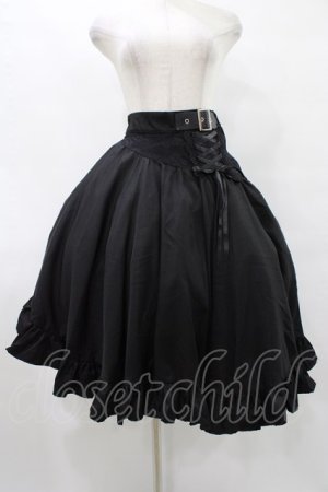 画像: MR corset / レースアップレース切替スカート  黒 H-25-08-28-029-PU-SK-KB-ZH
