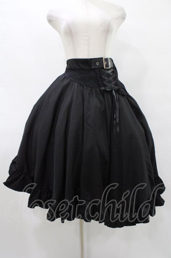 画像1: MR corset / レースアップレース切替スカート  黒 H-25-08-28-029-PU-SK-KB-ZH (1)