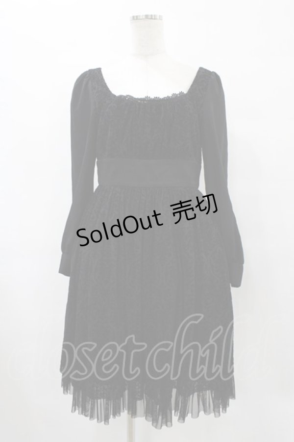 画像1: abilletage / ジュリエットワンピース  ダマスク柄ブラック H-25-08-28-038-GO-OP-KB-ZH (1)