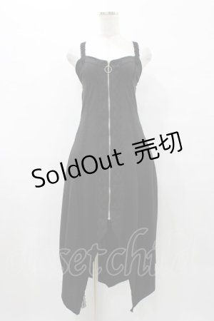 画像: MR corset / フロントZIPカットソーワンピース  黒 H-25-08-28-043-PU-OP-KB-ZH