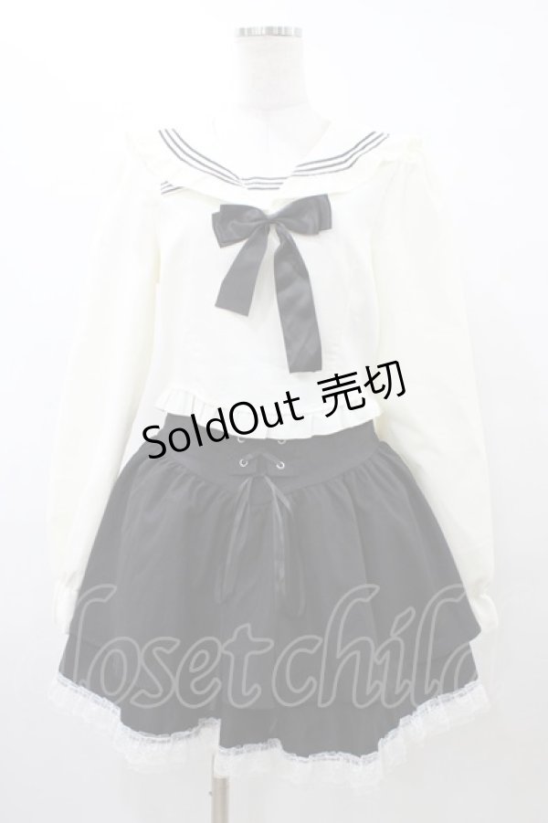 画像1: Diable baiser / セーラーカラーブラウス学生服風セットアップ L オフ/ブラック H-25-08-28-1055-0-OP-NS-ZH (1)