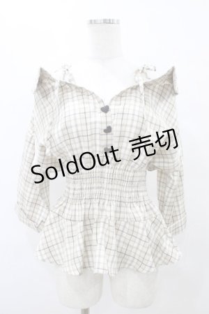 画像: DML Mirror / 抜き襟ペプラムシャツ L ベージュ H-25-08-28-1057-0-BL-NS-ZH