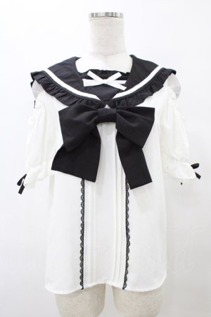 画像: DearMyLove / セーラーオフショルフリルリボンブラウス L オフ/ブラック H-25-08-28-1058-EL-BL-NS-ZH