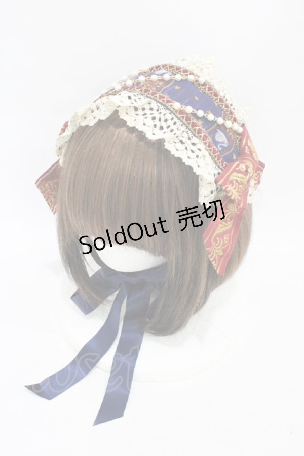 画像1: BABY,THE STARS SHINE BRIGHT / Schwan〜ルートヴィヒの憧れと空想のAria〜柄ヘッドドレス  ネイビー H-25-08-28-1013-BA-AC-NS-ZH (1)
