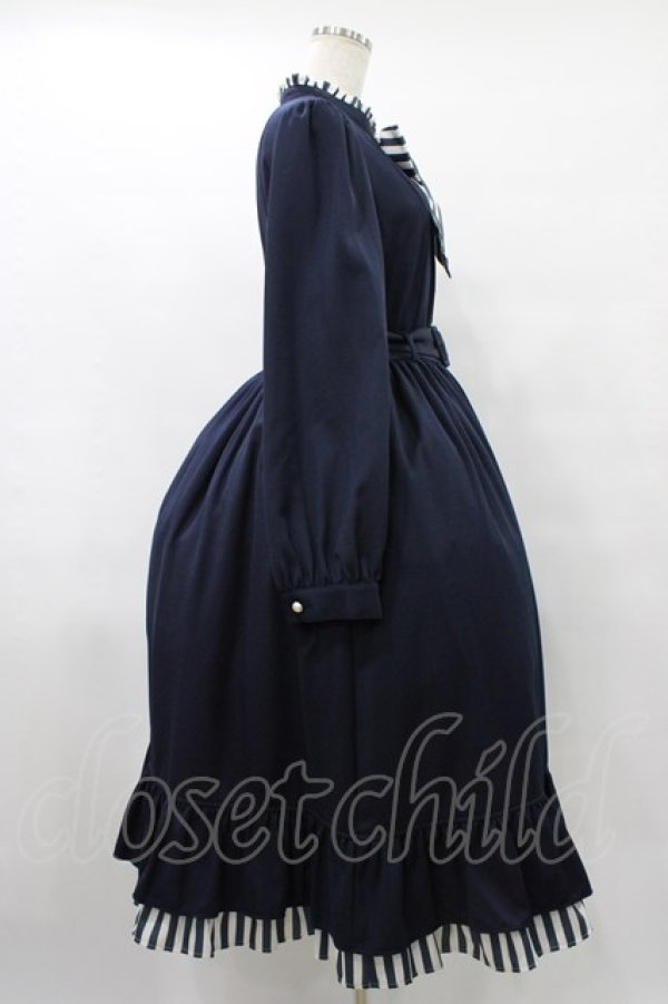 Melody BasKet / ストライプマドモアゼルドレス L ネイビー H-25