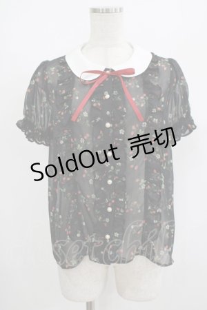 画像: Ank Rouge / Wild Strawberryフリルパフブラウス M ブラック H-25-08-29-1045-CA-BL-NS-ZH