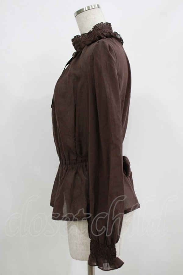 画像2: ROSA BIANCA / ブラウジングのクラシカルブラウス 9号 ブラウン H-25-08-29-1052-EL-BL-NS-ZH (2)