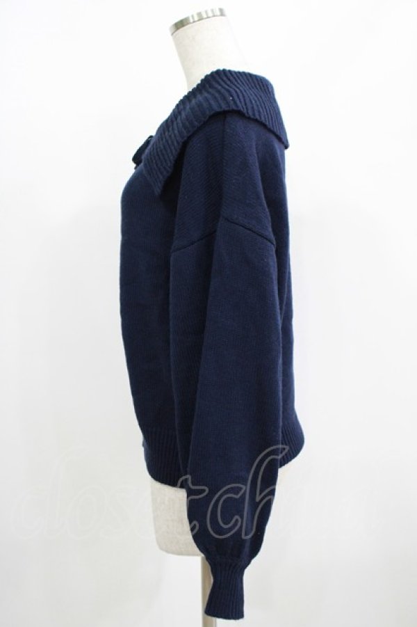 画像2: Fi.n.t / レースアップビッグカラーニットプルオーバー Free NAVY H-25-08-29-1058-CA-OP-NS-ZH (2)