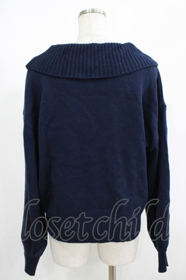 画像3: Fi.n.t / レースアップビッグカラーニットプルオーバー Free NAVY H-25-08-29-1058-CA-OP-NS-ZH (3)
