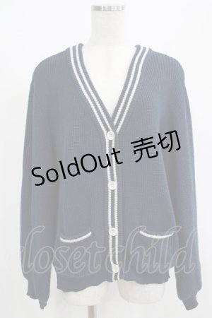 画像: Fi.n.t / ライン使いVネックニットカーディガン Free NAVY H-25-08-29-1059-CA-TO-NS-ZH
