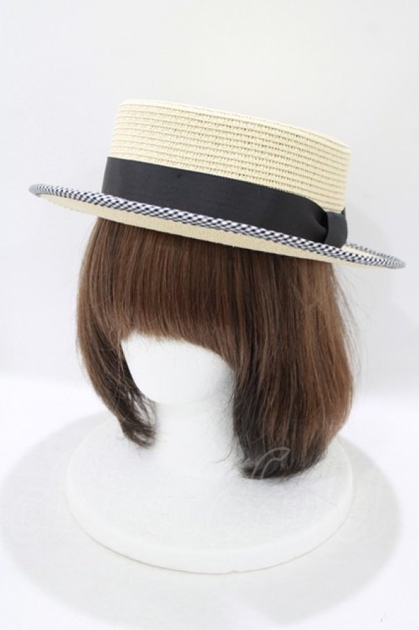 画像1: alcali / カンカン帽  ナチュラル/ブラック H-25-08-29-1080-LO-AC-NS-ZT-K025 (1)