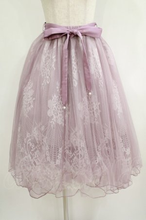 画像: axes femme POETIQUE / リボン付レース×チュールスカート M ピンク H-25-08-29-1024-AX-SK-NS-ZH