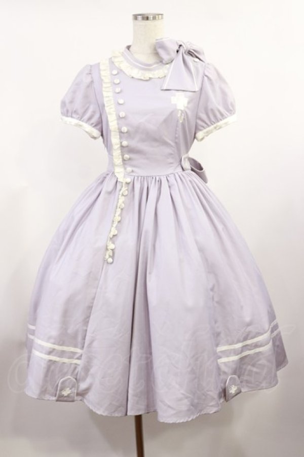 画像1: 仲夏物語（海外ロリータブランド） / 玻璃紙之夜Nuit De Cellophone/ナースワンピース M ラベンダー H-25-08-29-007-EL-OP-NS-ZH (1)