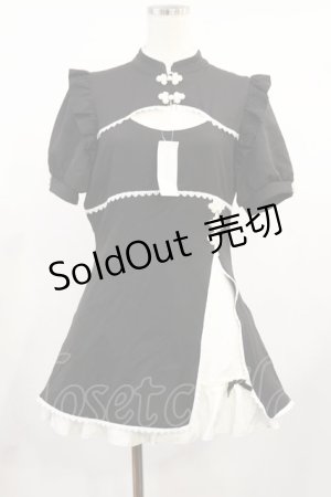 画像: DearMyLove / チャイナ釦スリットワンピース LL ブラック H-25-08-29-015-EL-OP-NS-ZH