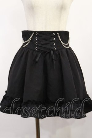 画像: DearMyLove / チェーンアップクモレースフリルスカート L ブラック H-25-08-29-019-EL-SK-NS-ZH
