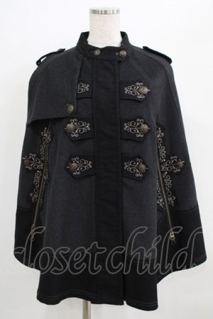 画像: OZZ ANGELO / 刺繍ケープポンチョ  グレー×ブラック H-25-09-01-026-OO-JA-KB-ZH