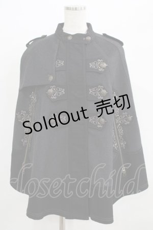 画像: OZZ ANGELO / 刺繍ケープポンチョ  グレー×ブラック H-25-09-01-026-OO-JA-KB-ZH