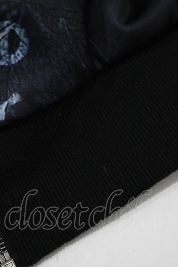 画像5: NieR Clothing / 総柄ZIP半袖パーカー  黒 H-25-09-01-042-PU-TO-KB-ZT264 (5)